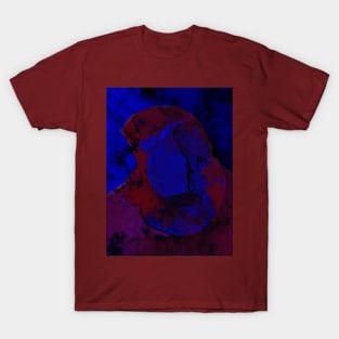 Portrait, digital collage and special processing. Weird. Man on street, face. Like in night dreams. Red and blue. T-Shirt